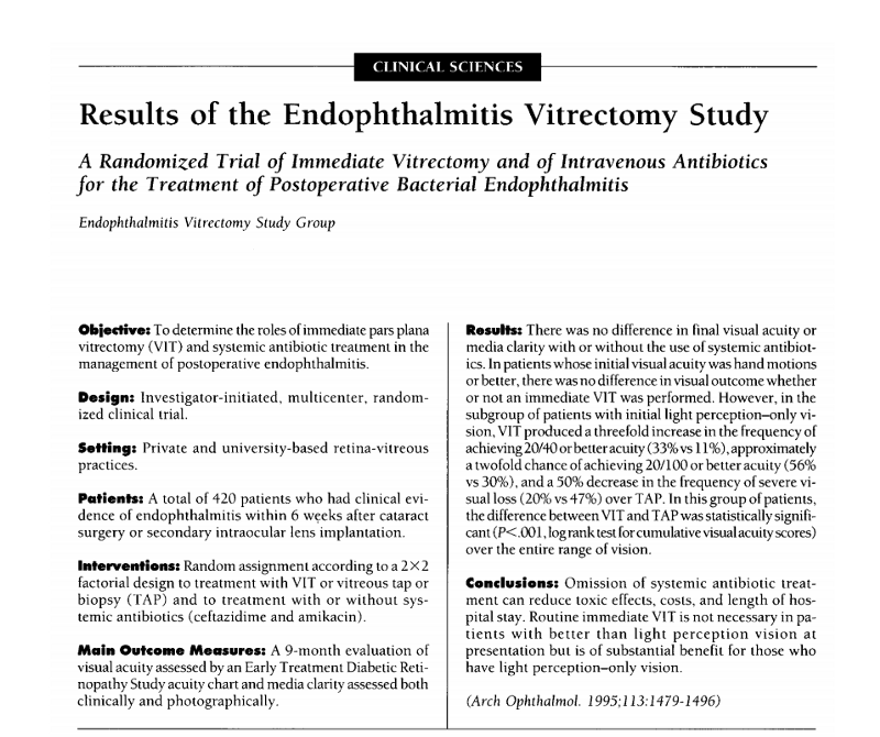 Nghiên cứu điều trị viêm mủ nội nhãn bằng cắt dịch kính (EVS study)